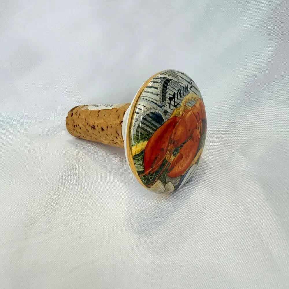 VTG 2003 Paul Brent Lobster Porcelain Wine Bottle Stopper Nautical Cork Maine